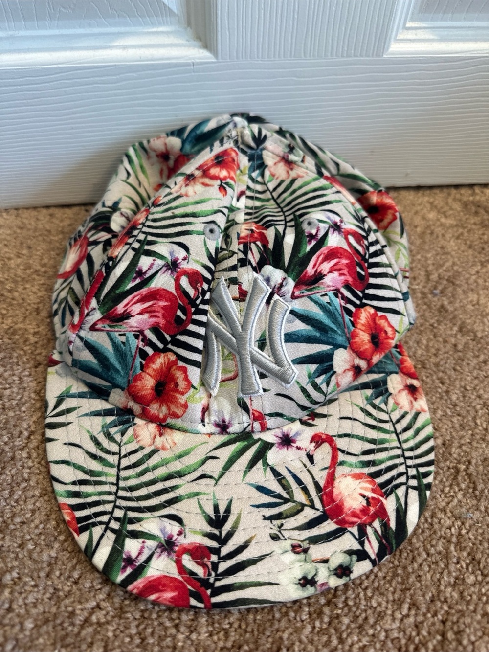 New Era Floral Flamingo NY Yankees Hat - White, Pink, Green